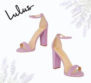 Lulu's TAYLOR Blush Lilac Ultra Suede Size 8.5 Ankle Buckle Strap 4” Heels - NEW - Picture 1 of 6