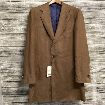 Suitsupply Vincenza Overcoat Mens 42 Brown E. Thomas Silk Linen Cotton Outerwear - Image 1 of 4