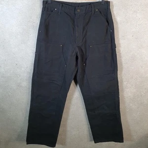 Vintage Carhartt Double Knee Trousers Mens W33 L32 Black Loose Original Fit USA - Picture 1 of 8