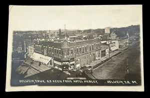OELWEIN IOWA VIEW FROM HOTEL MEALEY GEM THEATRE RPPC 1910s FAYETTE COUNTY - Picture 1 of 3