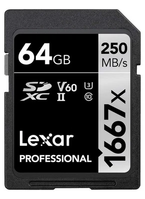 Lexar 64GB Professional 1667x SD Card UHS-II C10 U3 V60 Full HD 4K Up To 250M... - Image 1 of 4