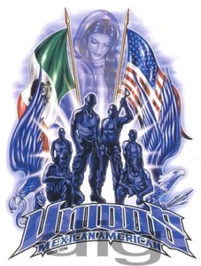 Calcomanía LATINA pegatina de la Banda de Hermanos Unidos MEXICANO/AMERICANO - Imagen 1 de 1