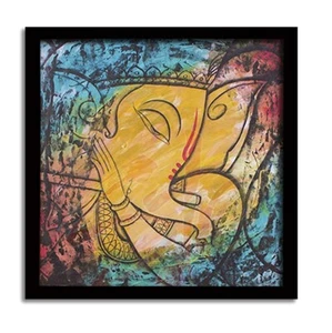 Lord Ganesha Framed Painting for Wall 13 x 13 inches - Picture 1 of 4