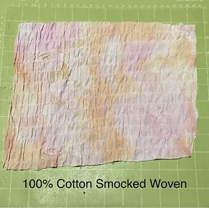 100% Cotton Fabric BTY (BY THE YARD) Pink/Tangerine Unique Smocked Woven - Picture 1 of 1