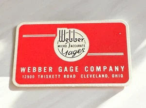 De colección Webber Gage Company Equipo Emblema Etiqueta Calcomanía Metal Cleveland Ohio Nuevo - Imagen 1 de 5