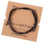 Morse Code Hematite Wood Gemstone Beads Healing Bracelet with Card for Women Men