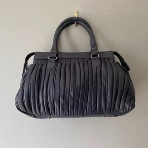 Womens Shoulder Bag Underarm Handbag Blue Leather Zip Up Medium Side Silver - Foto 1 di 7