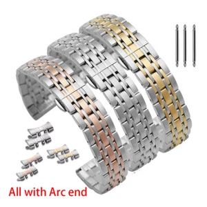 12-24mm Curved End Watch Band Bracelet Universal Stainless Steel Straps - Picture 1 of 17