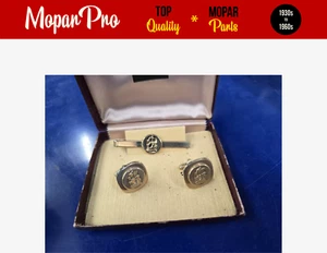 1930s 1940s 1950s Plymouth Cufflinks Nos With Tie Bar Clip 1947 1948 1949 1950 - Picture 1 of 5