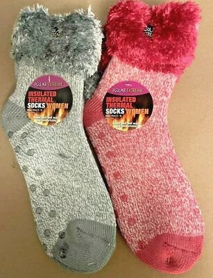 Calcetines térmicos aislantes 2 pares/Qtr con puño de piel/mujer/tipo calcetín con agarre/nuevo con etiquetas Foto 1 de 4