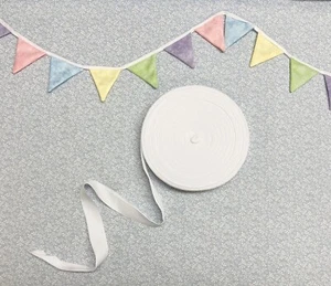 White Bunting Tape 1" Wide (25mm) 100% Cotton- Perfect for Wedding Bunting! - Picture 1 of 8