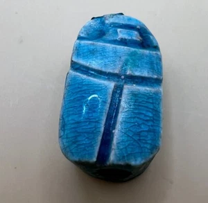 Egyptian Glazed Faience Scarab Bead - Picture 1 of 2