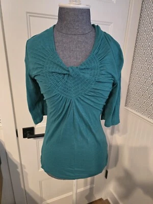 Anthropologie Deletta Jade Verde Azulado Nudo Torcido Top Manga Codo M Usado en Excelente Condición Foto 1 de 4