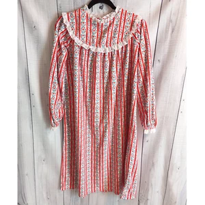 Lanz of Salzburg Red Striped Hearts & Floral Tyrolean Nightgown Girls XL 14/16 - Picture 1 of 8