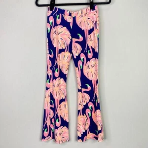 Lilly Pulitzer Tola Gimme Some Leg Flamingo Flare Pants Girl's Size Large 8-10 - Picture 1 of 10