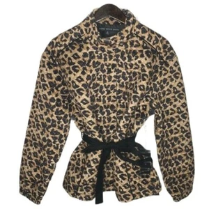 HYFVE Leopard Tan Black Quilted High Collar Belted Jacket Women's Size M NWT - Picture 1 of 5