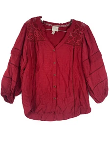 Blusa Camisa Knox Rose Para Mujer Roja con Ojales Mangas Largas Talla M - Imagen 1 de 8