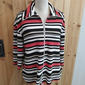 Ruby Rd Sz Medium Jacket Zip Front 3/4 Sleeve Striped Business Casual - Picture 1 of 9