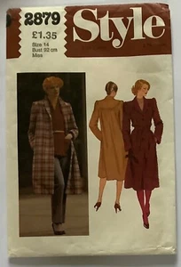 Style 2879 Sewing Pattern 70s Lined Shawl Collar Coat 14 Bust 36”/92cm - Picture 1 of 3