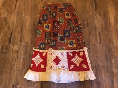 Винтажная стеганая макси-юбка 60-х/70-х Chessea Davis разноцветная с красным бархатом - Изображение 1 из 4