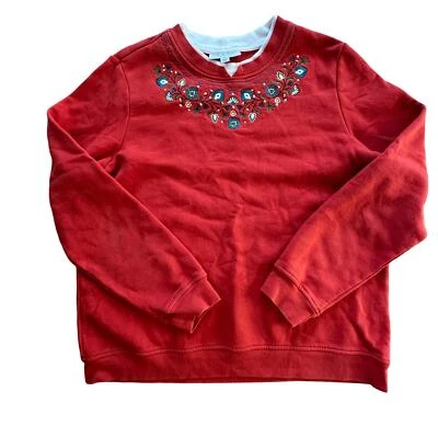 BRECKENRIDGE | vintage red with white collar sweatshirt | women’s size L - Изображение 1 из 4