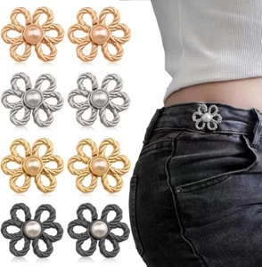 8 Sets Flower Jeans Button Pant Waist Tightener, Adjustable Waist Buckle Sets No - Picture 1 of 7