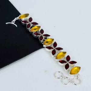 Yellow Citrine Gemstone Handmade 925 Sterling Silver Jewelry Size 7-8" - Picture 1 of 5