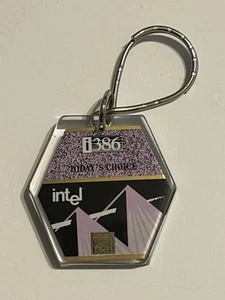 New Vintage INTEL Keychain Real 386 and 486 PROCESSOR chips In Lucite i386/i486 - Picture 1 of 7