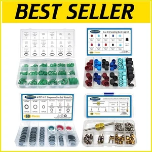 High & Low-Pressure A/C Compressor Seal Gasket Set with Valve Core Remover Tool - Picture 1 of 8