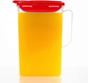 LocknLock Aqua Fridge Door Water Jug with Handle BPA Free 67.6 Ounces, Red - Picture 1 of 7