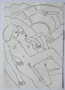 Zeichnung Federzeichnung Tinte Menschen Akt Erotik Frauen Edvard Frank Nachlass - Picture 1 of 8