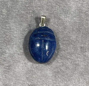 Lapis Lazuli Scarab Beetle Pendant Carved Blue - Picture 1 of 3