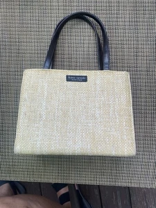Kate Spade Small Straw Handbag Red Checkered Interior - Picture 1 of 10