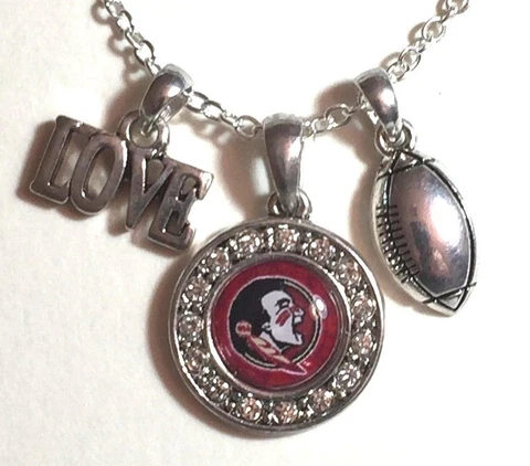 New Florida State Seminoles Love Football 18" Necklace,Charm,Gift for Her Mom Cover