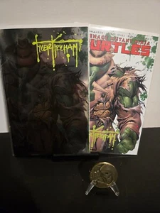 TMNT #1 BATTLE DAMAGED NYCC TURTLE IN DISGUISE - KIRKHAM SIGNED WITH COA - Picture 1 of 4