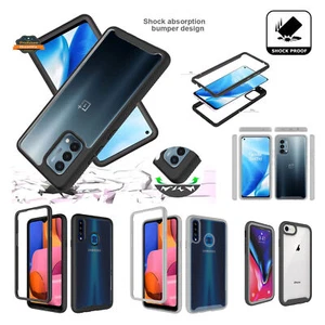 For Google Pixel 6A Clear Dual Layer Rugged Frame Hybrid Rubber TPU Case Cover - Picture 1 of 33