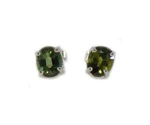 Antiguo zafiro verde + tachuelas de plata de ley medieval Papa gema del cielo siglo XIX - Imagen 1 de 10