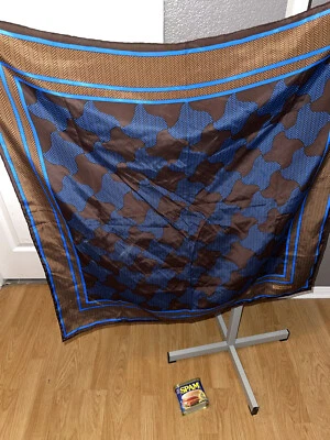 Vintage Givenchy Blue And Brown Silk Print Scarf - Image 1 of 2