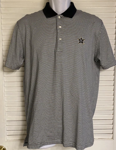 Men's Vanderbilt Commodores Striped S/S Polo Shirt, Small, by Anchor Down Cotton Cover