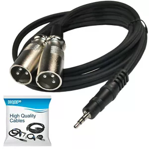6 Fuß 1/8 Zoll 3,5 mm auf Dual XLR Stecker Splitter Kabel für KRK Rokit 5 G2s HS50m's Sound - Bild 1 von 7
