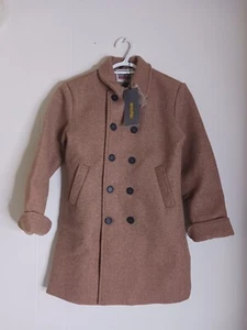 WULFUL Youth Boys Double Breasted Wool Trench Coat Winter Pea Coat Brown Sz 9/10 - Picture 1 of 8