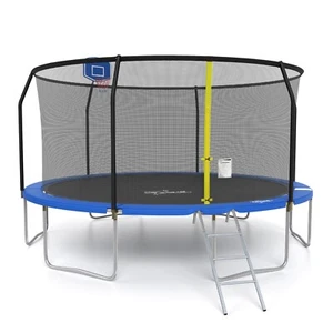 15FT Trampoline w/Safety Enclosure Net Spring Pad Ladder Basketball Hoop Outdoor - Picture 1 of 9