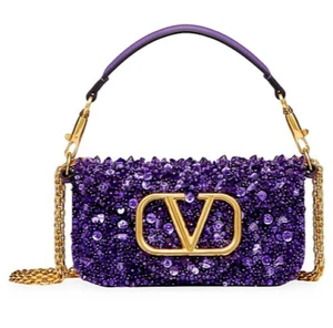 Valentino Garavani Small Embellished Silk Shoulder Bag With Receipt - Picture 1 of 11