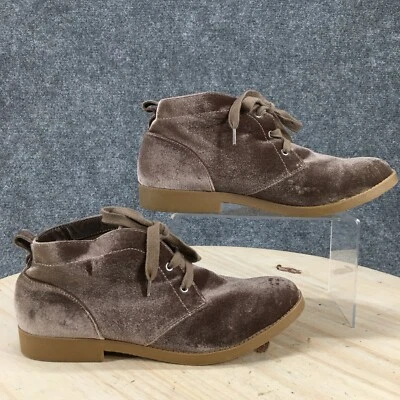Indigo Rd Boots Womens 8.5 M Alabama Velvet Ankle Booties Lace Up Flats Brown - Image 1 of 4