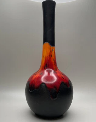 Винтажная ваза Midcentury Mod Royal Haeger с лавовой капельной лампой черная оранжевая красная глазурь MCM - Изображение 1 из 4