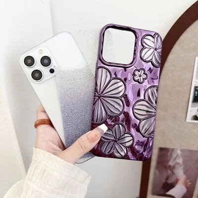 Funda de teléfono galvanoplastia plisada flor I Foto 1 de 4