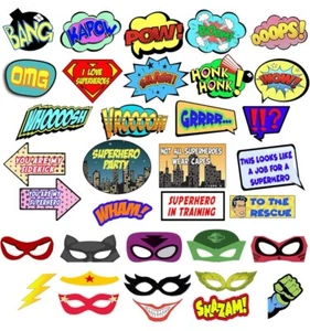 Superhelden Photo Booth Requisiten - Comic Superheld Party Deko Set - 35 Farben... - Bild 1 von 9