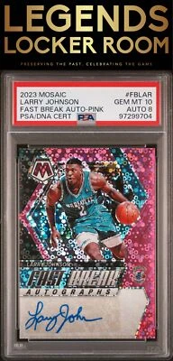 Panini Mosaic Fast Break Auto 2023 Larry Johnson rosa PSA 10 Foto 1 de 2