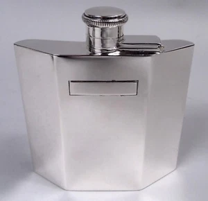 JB Chatterley Flask Art Deco Modern Barware English Sterling Silver 1947 - Picture 1 of 10