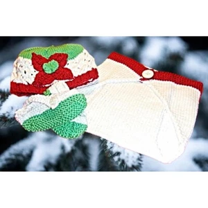 Baby Infant Newborn Hat, Diaper Cover, Booties Set Christmas Photo Shoot Outfit - Picture 1 of 3